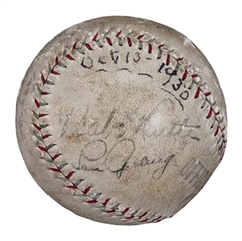 Hall of Famers & Legends Multi Signed Baseball With 5 Signatures Including Babe Ruth & Lou Gehrig (PSA/DNA)